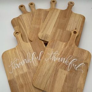 Wooden Cutting Board 2 with Thankful Design Lot of 6